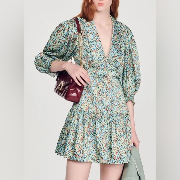 Sandro new without tags silk floral dress - Picture 4 of 6